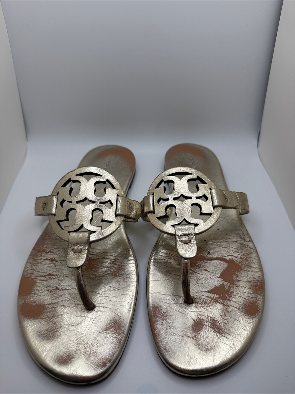 Tory Burch Gold Metallic Soft Miller Sandals